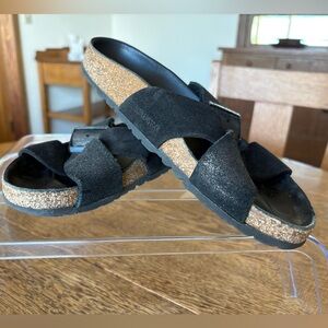 Birkenstock Exquisite Siena Black Suede Leather Sandal Size 38 EU/7-7.5 US Women